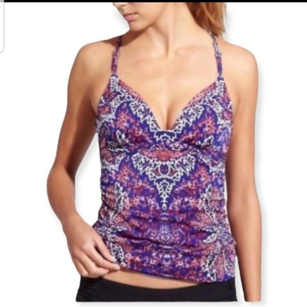 Athleta Aqualuxe printed swim tankini top
